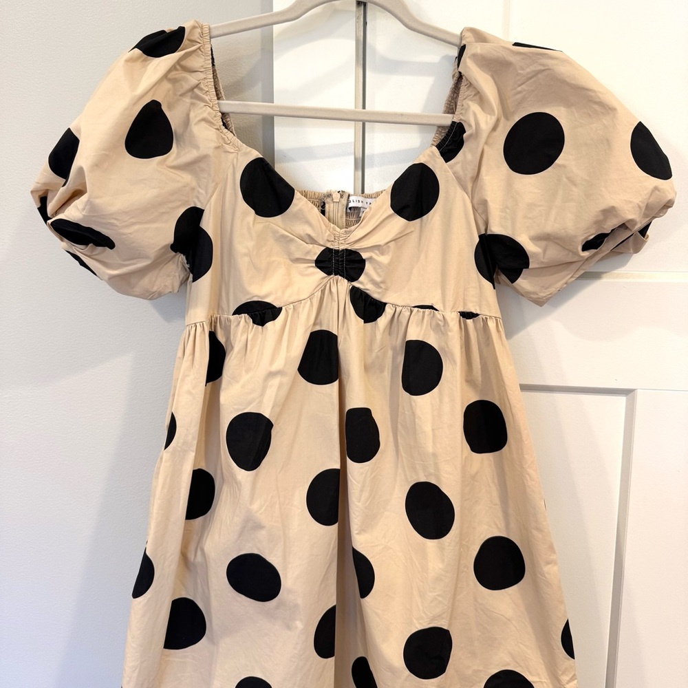 English Factory Puff Sleeve Polka Dot Dress